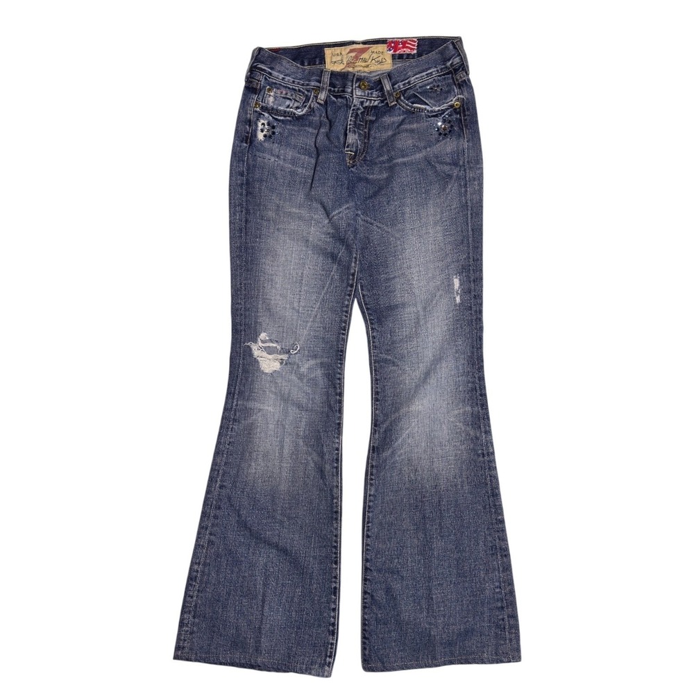 7 For All Mankind China Wall Bootcut‎ Jeans Womens 28x31 Low Rise Flare Blue
